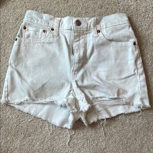 Levi's White Denim High-Rise Shorts